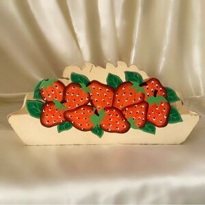 Vintage strawberry serving tray display crate wood home decor hand painted